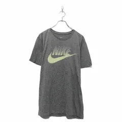 NIKE 半袖 ロゴ Tシャツ ナイキ L グレー ネオンイエロー プリント 古着卸 アメリカ仕入 a604-6035