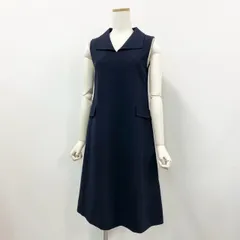 49l6 FOXEY BOUTIQUE フォクシー ブティック JACKIE ジャッキー ノースリーブワンピース ドレス バックジップ 日本製 38 ミッドナイトブルー ネイビーのサムネイル