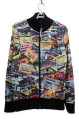 【美品】LOUDMOUTH(ラウドマウス) リバーシブルブルゾン カセット柄 / ニット黒 レディース L ゴルフウェア 2507-0041 中古