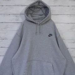 NIKE ナイキ スウッシュ刺繍ロゴ 肉厚 ヘビーウェイト 裏起毛 プルオーバー スウェット フード パーカー フーディー メンズ L（着用感XL相当） 霜降りグレー 20202333