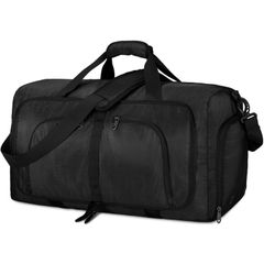 【数量限定】80L 斜め掛け 65L スーツケース固定 40L 5色 靴収納ポケット スポーツバッグ トラベルバッグ 撥水加工 旅行バッグ 軽量 修学旅行 YKKファスナー ジムバッグ 大容量 出張 メンズ ボストンバッグ black-80L 折りたたみバッグ