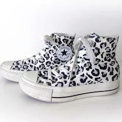 コンバース CONVERSE オールスター ALL STAR スニーカー レオパード ヒョウ柄 PLTS MONOLEOPARD HI 5SD885 ハイカット キャンバス 23.5cm 白 ホワイト 黒 グレー 靴 くつ 美品