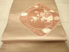 平和屋着物◎太鼓柄袋帯　刺繍　飾花文　金通し地　正絹　逸品　AAAZ6231cs