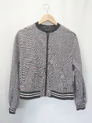 ◇ ⊇ ZARA ザラ グレンチェック 長袖 ノーカラー ブルゾン サイズEUR M USA M MEX 28 グレー レッド レディース E  【1505290032896】