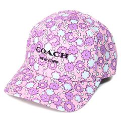 コーチ 帽子 COACH コットン シグネチャー 花柄 フラワー フローラル ロゴ キャップ ベースボール 帽子 パープル CBO67