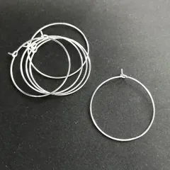 【 3cm 6個 】 フープピアス ホワイトシルバー フープピアス ピアスフック シルバー サークル フープ 金具 アクセサリー