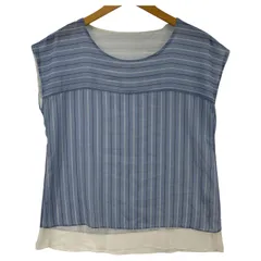 INDIVI インディヴィ ストライプ×ボーダーブラウス size38/ライトブルー系