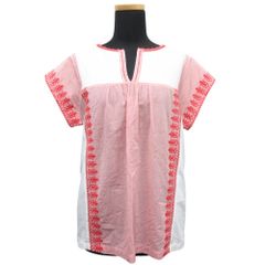 良品 MAX MARA WEEKEND LINE マックスマーラ ウィークエンドライン Tシャツ カットソー 半袖 刺繍 ストライプ サイズS 赤 レッド 白 レディース 古着 中古 USED