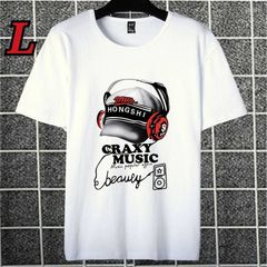 ヘッドホーン (Lサイズ) プリントTシャツ 韓国 半袖  Tシャツ カジュアル