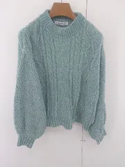 ◇ RAY CASSIN レイカズン ベロア調 ケーブルニット 長袖 セーター サイズF ライトブルー系 レディース E  【1304050001338】