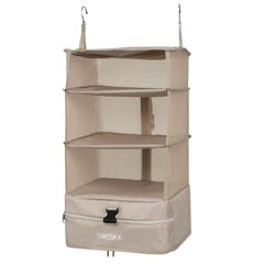【特価セール】TABITORA(タビトラ) クローゼット吊り下げ収納 インナーバッグ 衣類ラック 収納 旅行 出張 クローゼット 収納ボックス 吊り下げ 省スペース 大容量 衣装ケース 4段 取付簡単 折り畳み式 ベージュ L