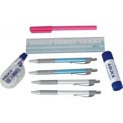 文具6点セット BG-6 | 23-0660-011 文具 文房具 筆記用具 セット 詰め合わせ ボールペン シャープペン 修正テープ スティック糊 定規 蛍光ペン マルチ 万能 便利 贈答品 贈り物 ギフト プレゼント