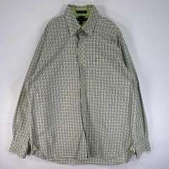 古着 トミーヒルフィガー TOMMY HILFIGER 長袖シャツ ロゴ 刺繍 チェック ボタンダウン L  グリーン系 マルチカラー メンズ