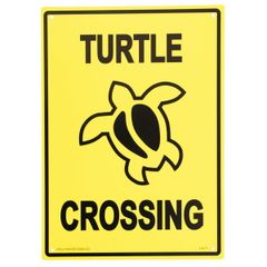 プラスチックサイン "TURTLE CROSSING" ウミガメ横断 縦35.5cm×横25.5cm