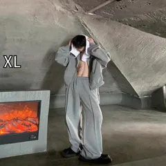 [XL]秋冬 コーデ メンズ  服 シンプル ファッション オシャレ 大人 かっこいい 大きいサイズ ストリート 紳士服  韓国スタイル グレー カジュアル スポーツ スーツ ハイエンド ストレート パンツ スウェットシャツ パーカー ジャケット