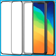 【特価商品】強化ガラス 用 液晶 保護フィルム 11Pro 全面保護 アイフォン / 11pro / 10 Xs/X / 10s iPhone 用 画面 ガラスフィルム 保護ガラス ガイド枠付き NT2F 2枚セット 透明-黒縁