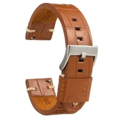 Diloy 腕時計ベルト 20mm イタリアン カーフレザー アリゲーター グレイン 403ヴィンテージスタイル ライトブラウン