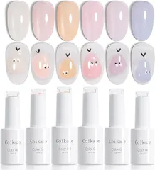 Coikaze ジェルネイル カラージェル 透け感 淡い色味 繊細なキラキラパウダー入り シアー カラーネイルジェル セルフネイルキット UV・LED対応 6色セット （グリッターキャンディー）