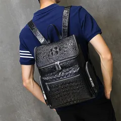 新品 ワニ革 鞄 クロコダイルレザー リュックサック デイパック バックパック 旅行バッグ 通勤 メンズ 男性大容量 プレゼント