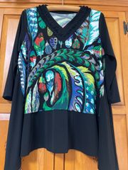 TOKUKO トクコプルミエヴォル ラクダ刺繍Aラインチュニック 黒 - メルカリ