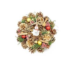 ［ 2024年 mamawreath B ］クリスマスリース フラワーリース ギフト リース 玄関用 プレゼント クリスマスカラー永遠の意味 Mサイズ:25cm(直径)×7.5cm(厚み) (パインゴールドグリッター (W-003-M))