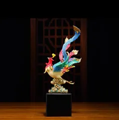 鳳凰の置物 不死鳥 真鍮製 幸運の置物 四神 縁起物 玄関 風水グッズ ドラゴン 開運祈願 金運祈願 財産運 出世運 恋愛運 幸福 成功 プレゼン