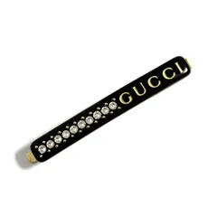 【新品同様】グッチ　レディース　ロゴ　クリスタル　ヘアピン　ヘアクリップ　黒のサムネイル