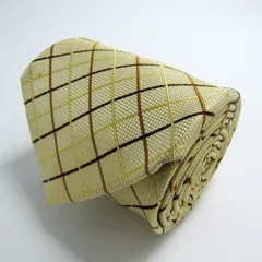 フェアファクス ブランド ネクタイ シルク 格子柄 ハンドメイド PO メンズ イエロー FAIRFAX 【中古】