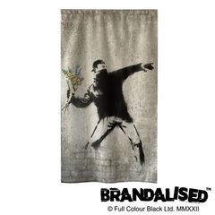 バンクシーのれん【 BRANDALISED のれん 】幅85cm×丈150cm　"flower bomber"　スクリーン ストリートアート 正体不明10570916-juuku