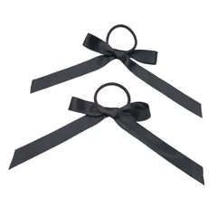 【人気商品】びヘアークリップ 髪飾り ヘアアクセサリー ポニーテール ヘアピン ピンク 赤 パーティー 黒 ヘアゴム 卒業式 サテン 大きい リボン 結婚式 ロング 蝶結び (2/ブラック) おしゃれ OWIEOW可愛い