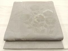 C 美品 夏物 萩の花 銀糸 グレー 六通 正絹 薄物 絽 紗 フォーマルな