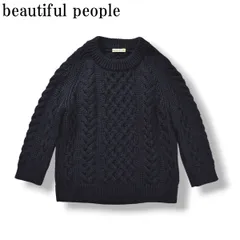 ビューティフルピープル beautiful people アランニット フィッシャーマン セーター ケーブル編み トップス 140 ネイビー レディース ♪