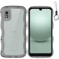 HILEGENER AQUOS Wish 3 かわいい ケース うねうね 耐衝撃 アクオス ウィッシュ3 SH-53D 5.7インチ用滑り止め スマホケースウェーブ デザイン 手にフィット スマホカバー 韓国 可愛い 透明黒 ソフトTPUカバー 波状エッジ ソ