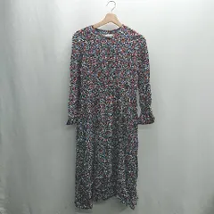 ◇ ⊂ ZARA ザラ 花柄 長袖 膝下丈 ワンピース サイズS ブラック系 レディース E  【1409240027157】