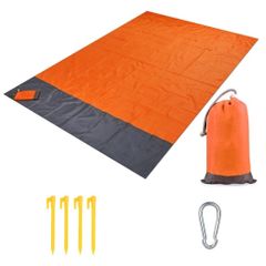 【特価商品】1-2人用 210*140cm グランドシート レジャーシート 防水 ソロキャンプ アウトドア 砂がつかない ピクニック 超軽量 ペグ付き ビーチマット 収納袋付き ブルーS (オレンジS)