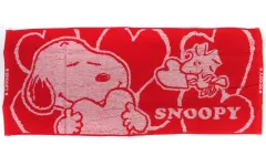 【中古】タオル・手ぬぐい スヌーピー＆ウッドストック(レッド) ふんわりタオル 「PEANUTS (SNOOPY)×ローソン」 スタンプ交換景品