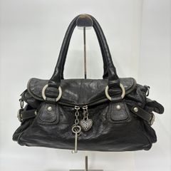 ★-29 Minelli Renato ミネッリ レナート ハンドバッグ クロシェット付き ブラック レザー レディース バッグ
