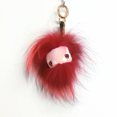 極美品 フェンディ FENDI モンスターバグズ ファー バッグチャーム レッド×ピンク 7AR367 6DX