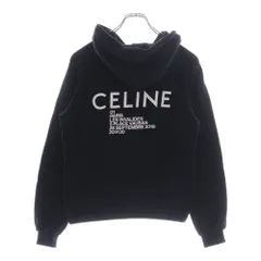 稀少S★タイムセール★CELINE★フードロゴ人気パーカーブルー CELINE セリーヌ ブラック フード付きパーカー XL