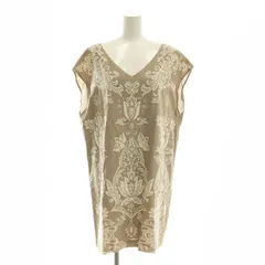 ダイアグラム グレースコンチネンタル Diagram GRACE CONTINENTAL 総柄 Vネックワンピース ひざ丈 ノーリーズ 36 ベージュ /AT ■OS