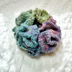 SC-5 フリルシュシュ 手編み グリーンXピンクGL