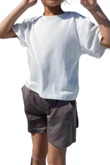 ラッシュガード キッズ セットアップ 水着 接触冷感 Q-MAX UPF50+ UVカット 夏 パーカー カーディガン 軽量 速乾 半袖 指穴付き 日焼け 止め 防止 暑さ対策グッズ マリン スポーツ ウェ [ホワイトxモカ / 8263] [150-160]