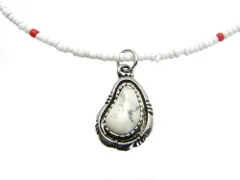 ホワイト ターコイズ チョーカー 兼 ブレスレット トルコ石 邪気払 勇気の石 パワーストーン インディアンジュエリー