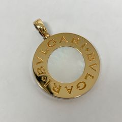 【中古】BVLGARI ブルガリ オニキス ホワイトシェル ペンダントトップ 750 イエローゴールド レディース
