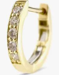 18金ピアス 片耳リング ライトブラウンダイヤモンド フープピアス