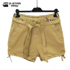 新品 正規品 ジースターロゥ G-Star RAW ショートパンツ 26 レディース Lサイズ イエローベージュ コットン ストレッチ ハーフパンツ CL NEW SHORT WMN 91914-3733-248