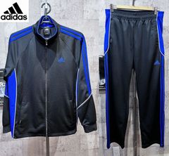 アディダス CLIMALITE ジャージ 上下セットアップ 黒青 L メンズ adidas ブラック/ブルー
