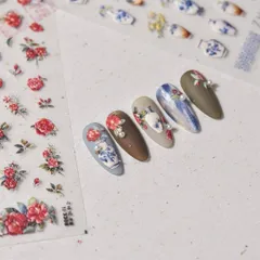 ネイルシール　花瓶　中華　シノワズリ　大人可愛い　控え目　上品　お洒落デコパーツ