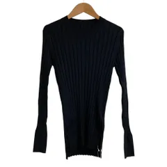 美品 MUSE Deuxieme classe ミューズ ドゥーズィエムクラス シルク リブ クルーネック プルオーバーニット Fサイズ ブラック レディース 古着 中古 USED