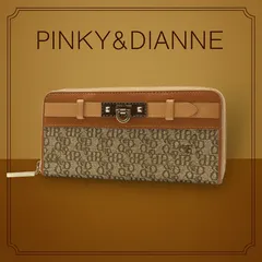 Pinky＆Dianne ピンキーアンドダイアン　長財布　ラウンドファスナー　キャンバス×レザー　ブラウン　256314847 K108